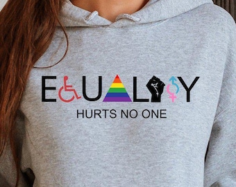 Equality Hurts No One Hoodie, Equal Rights Hoodie, LGBTQ Hoodie, Rainbow Hoodie, Human Rights Hoodie, Social Justice Hoodie
