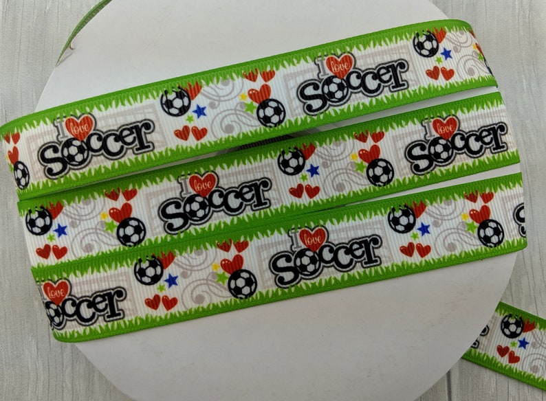 78 I Love Soccer Grosgrain Ribbon-1 Yard 1 Yard