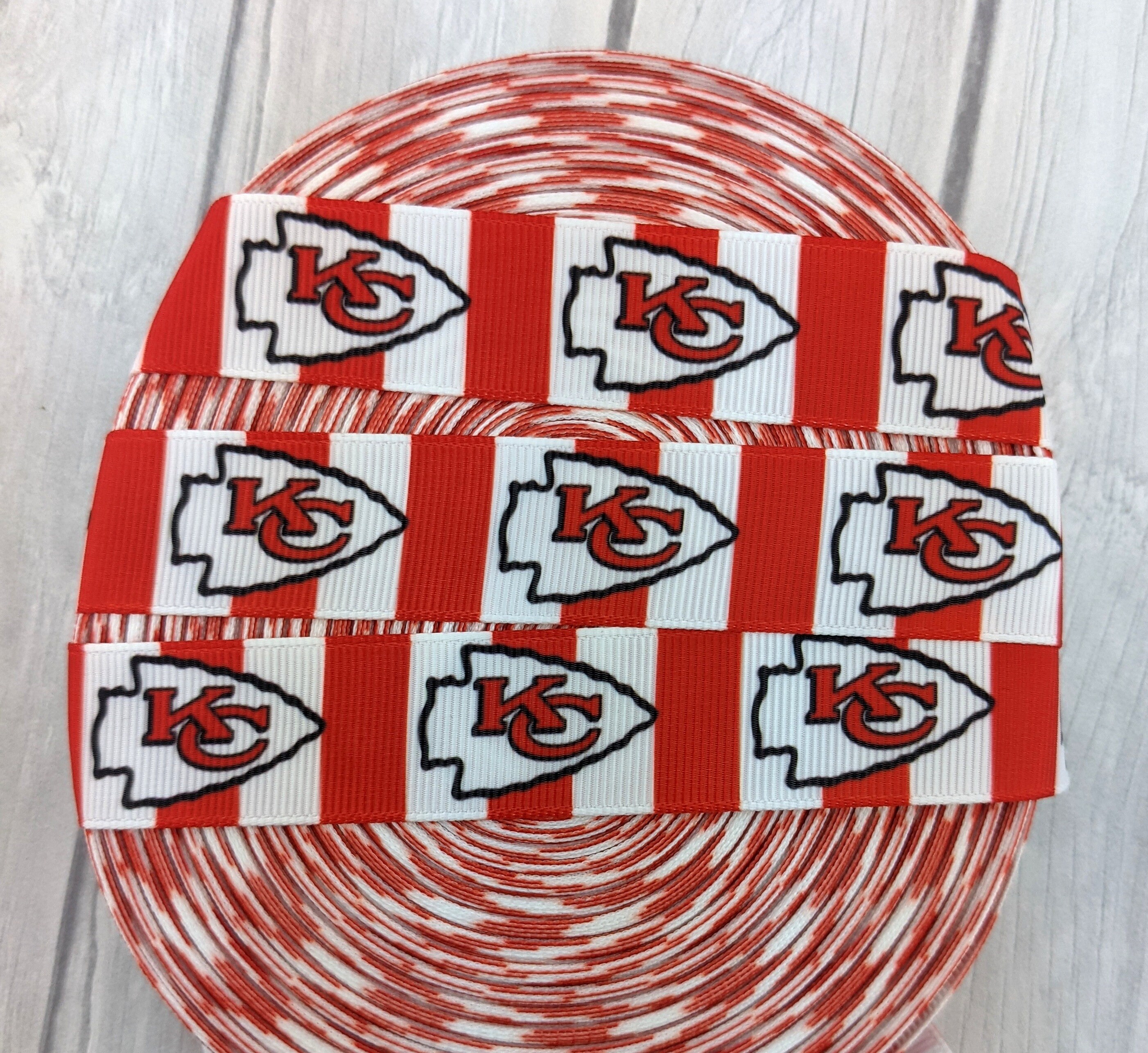 7/8 Kansas City Chiefs Grosgrain Ribbon Football Team Etsy