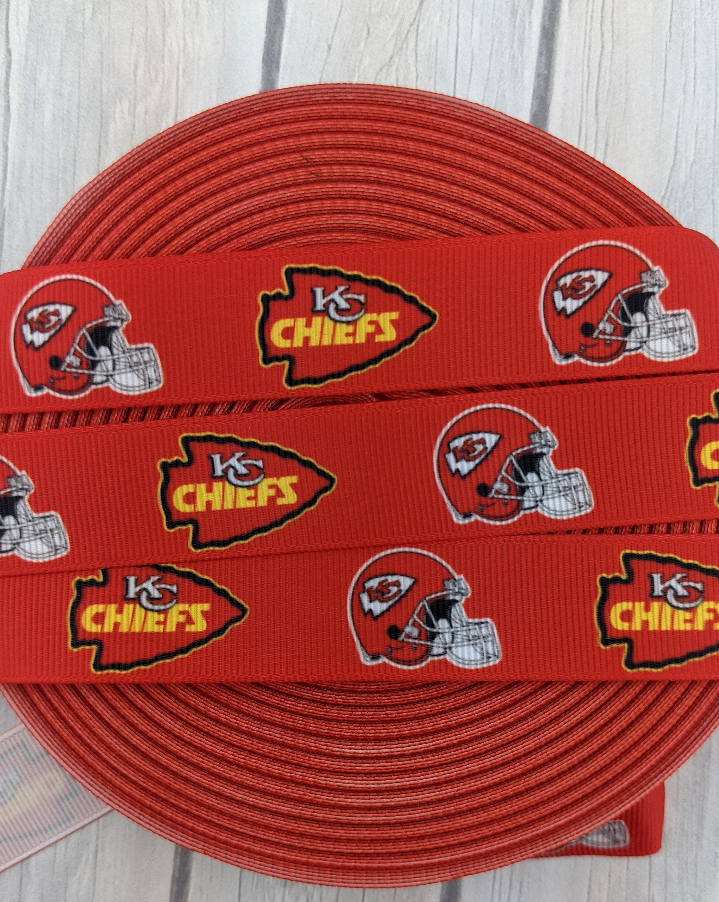 7/8 Kansas City Chiefs Grosgrain Ribbon Football Team Etsy