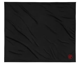 Sherpa Blanket, Fleece Throw with Embroidered Red Atomic Critters Emblem