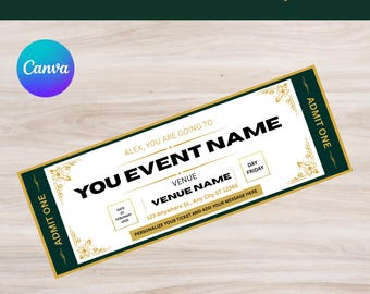 Printable Event Ticket Template | Editable Canva Boarding Pass Surprise Ticket | Instant Digital Download Gift Certificate Custom Ticket