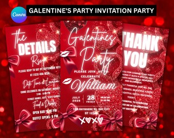 Galentine’s Party Invitation, 2026 Animated Galentine Invite, Girls Night Evite, Pink Party, Editable Canva, Instant Download