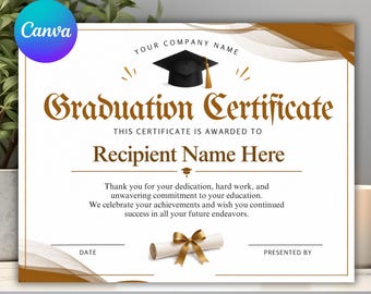 Graduation Certificate Template | Editable Graduation Award Certificate | Printable School Certificate | Instant Digital Download