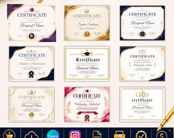 Certificate Templates Bundle | Editable Digital Certificate Template | Award Certificate | Achievement Certificate | See our Reviews
