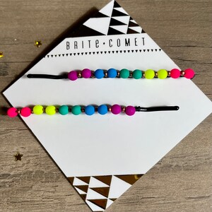 Hair Pin  |  Rave Neon Spectrum Beaded Bobby Pins | Hair Accessory |
