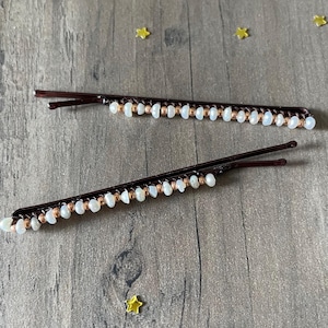 Hair Pin  |  White Pearl Beaded Bobby Pins | Hair Accessory |