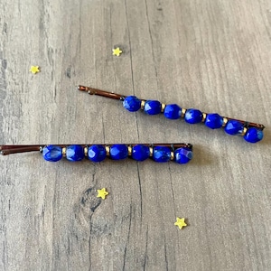 Hair Pin  |   Blue Beaded Bobby Pins | Hair Accessory |