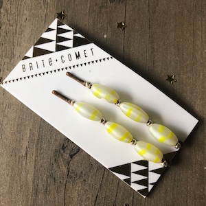 Haarnadel |  Vintage Lemon Swirl Gelb & Weiß Perlen Bobby Pins | Haarschmuck |