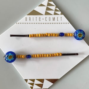 Haarnadel |  Vintage Blaue Blume Perlen Bobby Pins | Haar-Accessoire