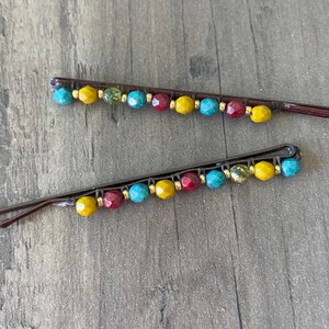 Hair Pin  |  Holiday Sparkle Multicolor Beaded Bobby Pins | Hair Accessory |