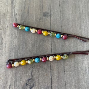 Hair Pin  |  Holiday Sparkle Multicolor Beaded Bobby Pins | Hair Accessory |