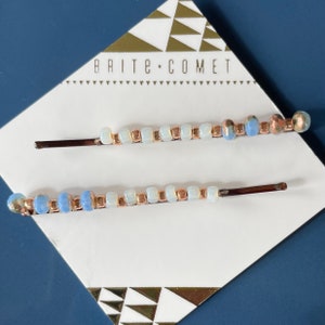 Haarnadel |  Klarer Himmel Weiß und Blau Bobby Pins | Haarschmuck |