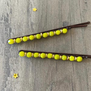 Haarnadel |  Leuchtend Gelbe Perlen Bobby Pins | Haar-Accessoire