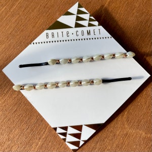 Hair Pin  |  White Beaded Bobby Pins | Hair Accessory |