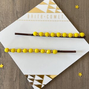Haarnadel | Gelbe Perlen Bobby Pins | Haar-Accessoire