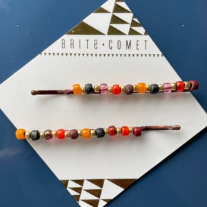 Hair Pin  |   Autumn Beaded Bobby Pins | Hair Accessory |