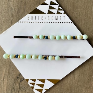 Hair Pin  |  Blue Opal Beaded Bobby Pins | Hair Accessory