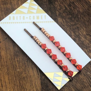 Tangerine Swarovski Perlen Bobby Pins | Haarschmuck |