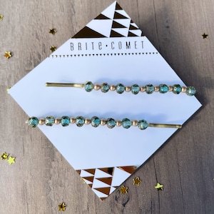 Haarnadel |  Hellblaue Merkur gesprenkelte Perlen Bobby Pins | Haarschmuck |
