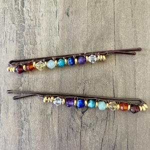 Hair Pin  |  Chakra Gemstone Beaded Bobby Pins | Hair Accessory