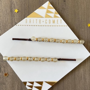Hair Pin  |  Golden White Beaded Bobby Pins | Hair Accessory |
