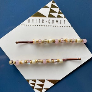 Hair Pin  |   Pink Beaded Bobby Pins | Hair Accessory |