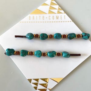Turquoise Beaded Bobby Pins | Hair Accessory