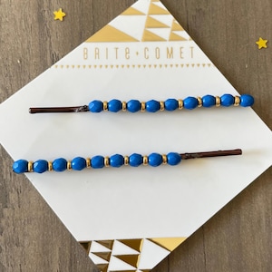 Hair Pin  |  Blue Beaded Bobby Pins | Hair Accessory |