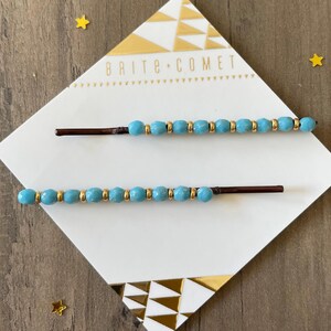 Hair Pin  |  Light Blue Beaded Bobby Pins | Hair Accessory |