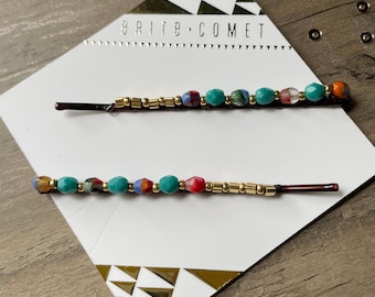 Horquillas multicolores / Accesorio para el cabello con cuentas