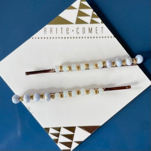 Haarnadel |  Klarer Himmel Weiß und Blau Bobby Pins | Haarschmuck |