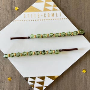 Hair Pin  |  Light Green Beaded Bobby Pins | Hair Accessory