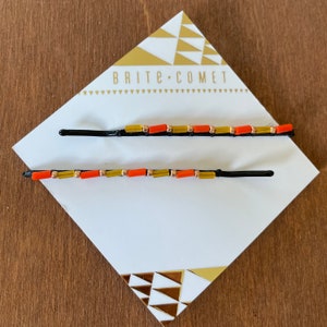 Haarnadel |   Gelb und Orange Perlen Bobby Pins | Haarschmuck |