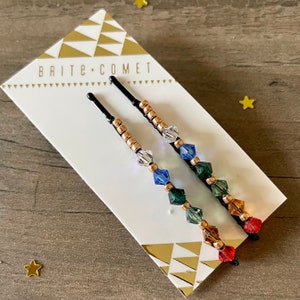 Rainbow Swarovski  Beaded Bobby Pins | Hair Accessory |