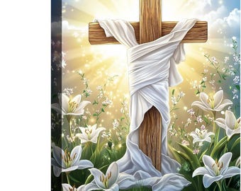 He Is Risen Canvas Wall Art, Matthew 28:6 Bible Verse Print, Christian Floral Decor, Easter Scripture Wall Art