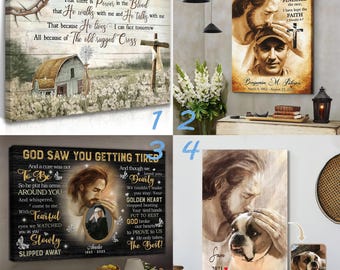 Personalized Jesus Memorial Gift Canvas, Sympathy Gifts For Loss of Loved Ones, God Saw You Are Getting Tired