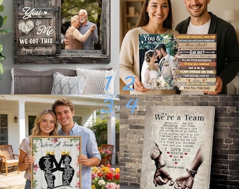 Personalized We are A Team Canvas, Couple Lover Wall Decor, Custom Photo Picture Prints Valentine Gift for Husband Wife