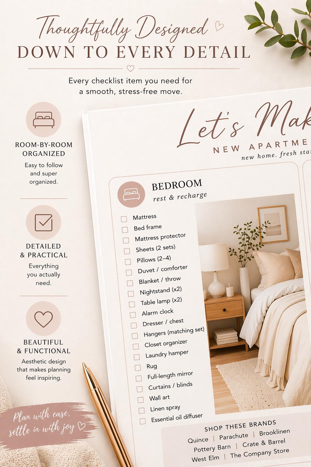 New Apartment Checklist Printable, Move in Checklist, First Apartment ...