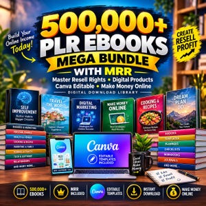 500 000+ PLR e-böcker, digitala MRR-produkter, e-böcker om återförsäljningsrättigheter, Canva-mallar, digital nedladdning