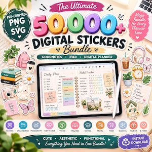 50,000+ Digital Stickers for GoodNotes & iPad | Digital Planner Stickers | PNG + SVG