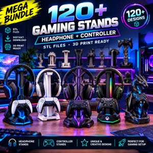 120+ Headphone & Controller Stand STL Files, 3D Print Gaming Bundle, Gaming Desk Decor, Sci-Fi Stand Collection, Digital Download