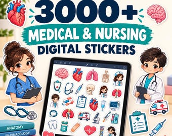 3000+ Medical Digital Stickers Bundle Goodnotes, Biology Anatomy Nursing Stickers PNG, Medical Student Planner Sticker, Nurse Nursing School
