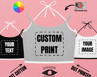 Custom Y2K Halter Crop Top: Personalized Backless Cotton Tank (DTG Printed)