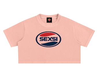 Sexsi Snow Washed Crop Top Baby Tee Crop Top Shirt Logo y2k Aestethic Trending Baddie Funny Slogan Cropped Shirt Hot Girl Kawaii TikTok Tee
