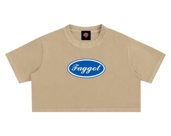High End Quality Y2K Snow Washed Crop Tee – Bold Blue Statement, Edgy LGBTQ Streetwear