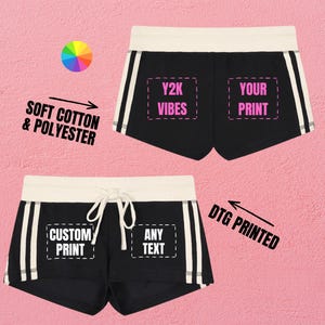 Anpassade Y2K-träningsshorts, personliga loungeshorts med kontrastrand, mjuk bomullsblandning