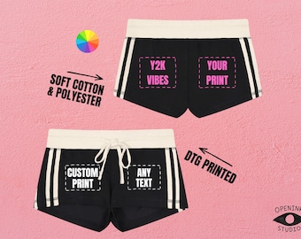 Benutzerdefinierte Y2K Track Shorts, personalisierte Lounge Shorts mit Kontraststreifen, weiche Baumwollmischung