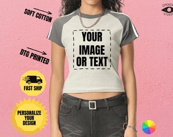 Personalisiertes Raglan T-Shirt: Y2K, Kawaii Baddie Streetwear Top