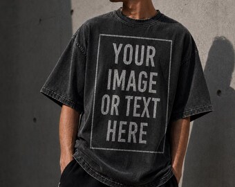 High End Quality Personalized Snow Washed Oversized 100% Cotton T-Shirt – Custom Print Streetwear Loose Tee